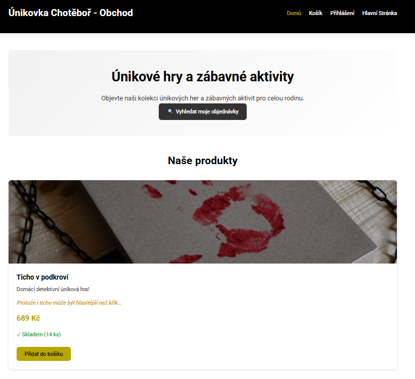 Únikovka Chotěboř - Obchod